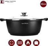 Imperial Collection: Grote Gegoten Braadpan van 32 cm Met Siliconen Handgrepen - Geschikt Voor Alle Warmte Bronnen - PFOA / LOOD-vrij