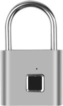 Futurelock™ Hangslot Met Vingerafdruk Zilver - Zonder Sleutel - Waterdicht - Vingerscan Hangslot - Voor Festivals - 10 Vingerafdrukken - 2021 Rage - Fitness Slot - Gratis Oplader