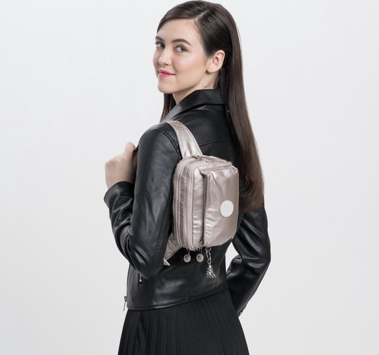 kipling Sac à épaule bandoulière Sac banane Basic Plus Abanu Multi Convertible Crossbody Metallic Glow Beige