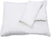 Fissaggio | Set kussenslopen Mist Tencel met Dune Linnen Piping - 65x65cm - Wit/Zand