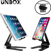 UNBOX - Tablet houder / Telefoonhouder - Opvouwbaar / Inklapbaar - voor iPhone, iPad, Telefoon  - Zwart