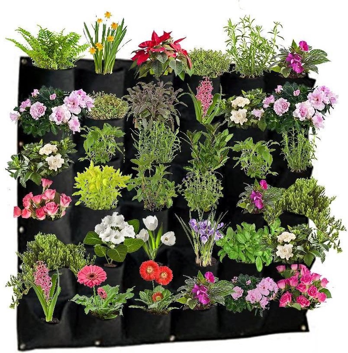 Verticale tuin met 36 zakken| Extra grote zakken | Plantzakken | Hangende tuin | Hangende plantenbak | Tuindecoratie | Balkontuin | Zwart