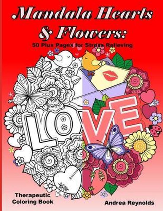Stress Relieving Therapeutic Coloring Book- Mandala Hearts a ... - cover