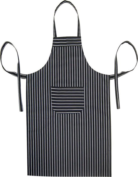 Homéé® Horeca suite Keukenschorten BBQ BIB Apron - schort - 70x100 cm - zwart en witte strepen
