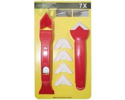 kit gereedschap 7 delig - kitvoeg set - schraper set - kitrand afwerking - kit rand bewerken
