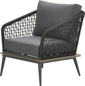 Garden Impressions Poseidon lounge fauteuil - rope - vintage teak/ carbon black/ mystic grey