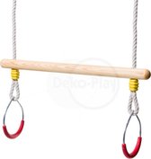Trapeze met metalen ringen - geolied essenhout - PH 12mm - rood