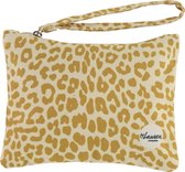 Lauren Sterk Amsterdam - canvas etui met rits - make-up tasje - pennenhouder - small - Luipaard - mustard