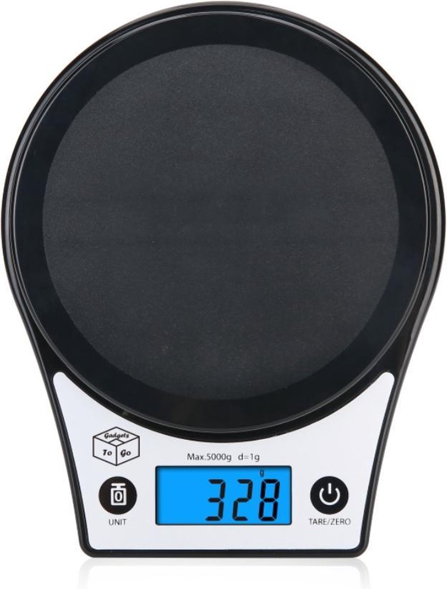 GadgetsToGo D-002 - Digitale Precisie Keukenweegschaal - Kunststof - Tot 5 kg (5000 gram) - Inclusief Batterijen (2x AAA) - LCD Display