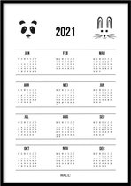 Poster Kinderkalender 2021 - 30x40 cm Met Fotolijst - Kalender Poster - WALLLL