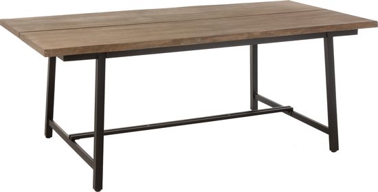 Duverger® Woody table – Eettafel – blad in 2 delen – bruin – hout – metalen poten – industrieel