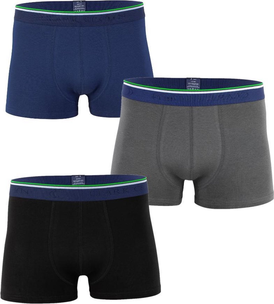 Clark Crown® Bamboe Boxershorts | 3 Stuks | Maat XXL | Blauw | Grijs | Zwart | Duurzaam | Stretch | Ademend en Thermoregulerend | Geschenkset