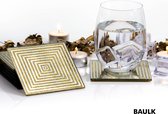 Onderzetters voor glazen - Onderzetters - Glas - Luxe design - Vierkant - Goud - Zilver - Set 8 - BAULK®