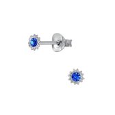 Joy|S - Zilveren mini kinderoorbellen 3 mm sun blauw