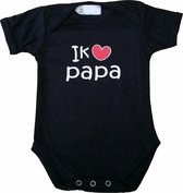Zwarte romper met "Ik hou van papa" - maat 68 - vaderdag, cadeautje, kraamcadeau, grappig, geschenk, baby, tekst, bodieke