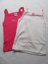 petit bateau , 2 pack chemise , meisje , fuchia + wit stip   2 jaar  86