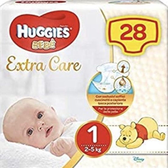 Huggies Extra Care Newborn Luiers Maat 1 (2 5 kg) 28 stuks bol
