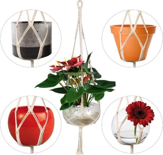 Suspension Plante Macrame,macram Pot Suspendu Indoor Suspension Corde Plante  Solide Corde De Coton Pour Balcon Dcoration Du Jardin Intrieur Extrieur P