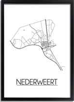 Nederweert Plattegrond poster A3 + Fotolijst zwart (29,7x42cm) - DesignClaud