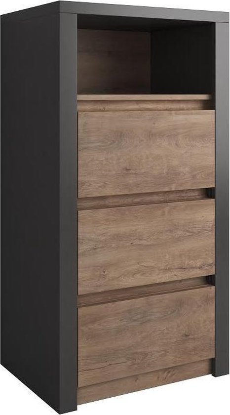 Meubella Monaco Ladekast Commode 3 Lades Eiken 50x103 Cm Grijs De Beste Keuze