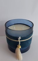 Mix en Match Living - Kaars in glas - blauw - kaars wit - 10 x 10cm