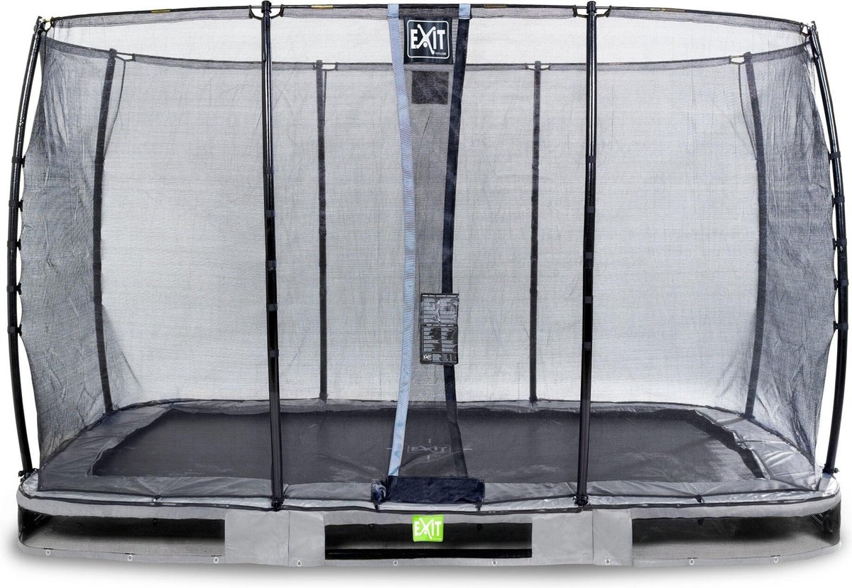 EXIT Elegant inground trampoline rechthoek 244x427cm met Economy veiligheidsnet- grijs