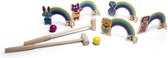 BS Toys Jeu de Croquet Arc-en-ciel Set pour Enfants - Jouets pour Enfants à partir de 3 Ans - Jouets d'Extérieur - 9 Pièces