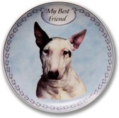 Wandbord My Best Friend, Bull Terrier, hondenkop, kado ,bord op standaard, figuur