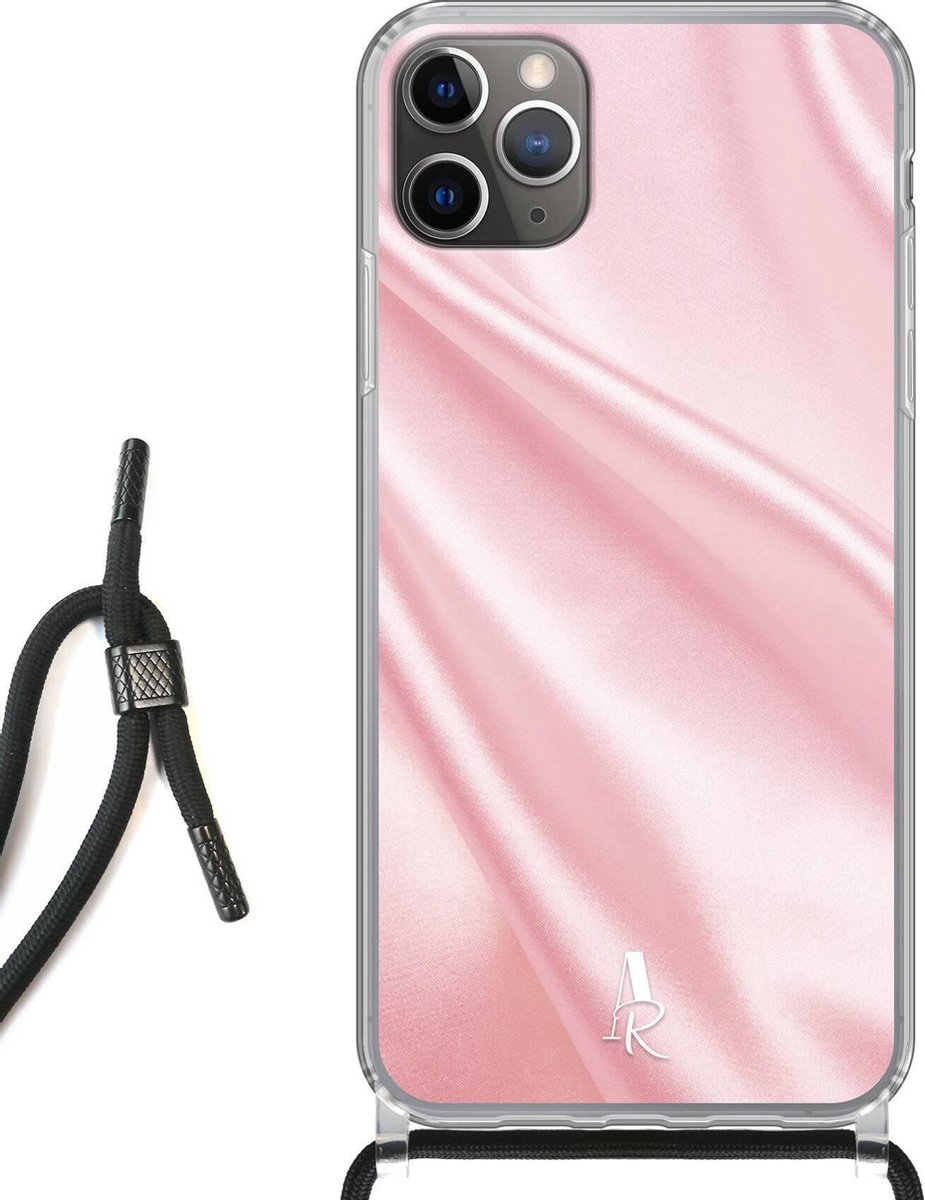 iPhone 11 Pro Max hoesje met koord - Pink Satin