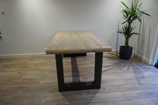 Table à manger industrielle, couleur: oldlook, 160cm avec cadre en U robuste industriel