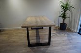 Industriële eettafel, kleur: oldlook, 180cm met Industrieel slank U-onderstel