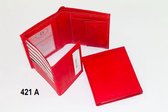 Dames Portemonnee - Heren Portemonnee - Billfold - Hoog Model - 8 Pasjes - Leer - Rood