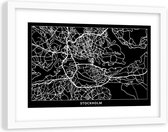 Foto in frame , Plattegrond Stockholm, 120x80cm , Zwart wit , wanddecoratie