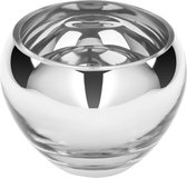 Luxe waxinelicht houder sicore  glas - zilver gekleurd en zilver - kaarshouder glas- kaarstandaard mondgeblazen