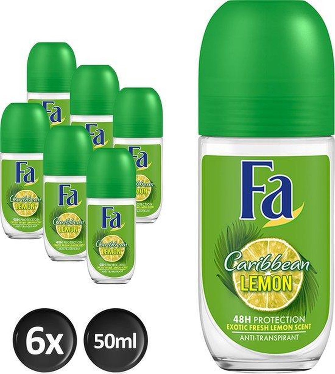FA Deo Roller Caribbean Lemon – Voordeelverpakking x 50 ml