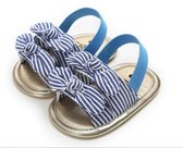 Blauw wit zilver sandalen | zomer schoenen | baby meisjes | antislip zachte zool | 0 tot 6 maanden | maat 18 | baby accessoires