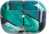 Airpods Hoesje Case voor Apple Airpods pro - Groen Marmer - AirCase