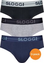 Sloggi Men GO Mini - heren slips (3-pack) - zwart - blauw - grijs -  Maat: S