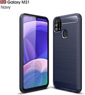 Samsung Galaxy M31 Carbone Brushed Tpu Blauw Cover Case Hoesje CBL
