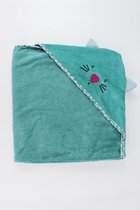 Ephemeris Zacht Katoen 80x80cm  Baby Badcape - Cat Green  Handdoek Badcape