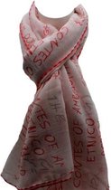 Dames sjaal met rode en zilveren letters