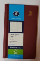 Agenda 2021 Ryam memoplan 7 staand bordeaux 15 x 9 cm