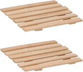 Set van 6x stuks bamboe pannenonderzetters 17 x 18 cm - tafel onderleggers voor pannen