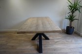 Industriële eettafel, kleur: oldlook, 160cm met matzwart matrix onderstel