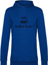 Hoodie met opdruk “Mij niet bellen hoor” Blauwe hoodie met zwarte opdruk. - Herojodeals