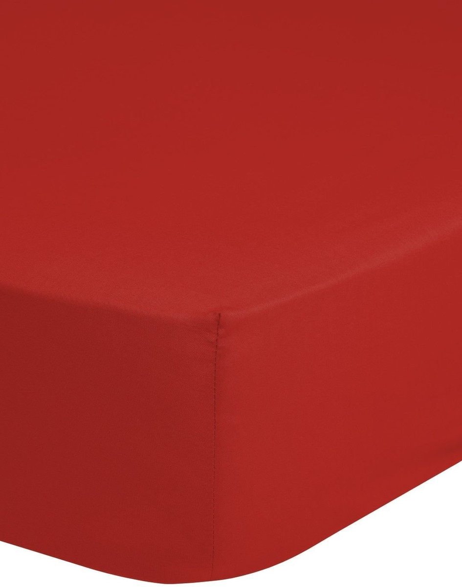 Hoeslaken katoen strijkvrij rood 90x220