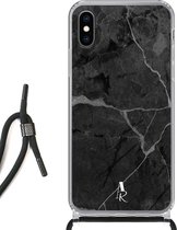 iPhone Xs hoesje met koord - Onyx Marble