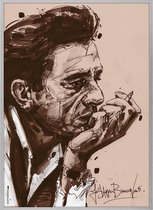 Poster - Johnny Cash Cigarette Painting - 71 X 51 Cm - Bruin