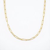 Paperclip Ketting – 18 Karaat Goud Verguld Sterling Zilver 925 – 18K Gold Vermeil – Schakelketting – Dames – 45cm
