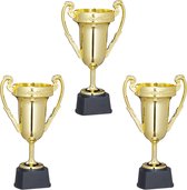 trophée relaxdays 3 pièces en set - coupe du prix - coupe des sports - coupe du trophée or - gobelet